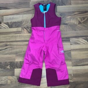 The North Face Girls' Pink and Magenta Snow Bib Pants